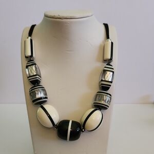 Charming Charlie Black and White Beaded Necklace